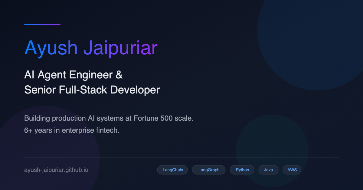Ayush Jaipuriar | AI Agent Engineer & Senior Full-Stack Developer